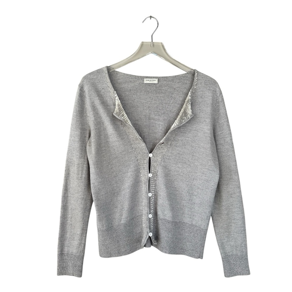 Dries Van Noten Sequin Front Cardigan Heather Grey Size Medium